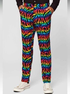 Opposuits Zebra Print Slim Pants Wild Rainbow